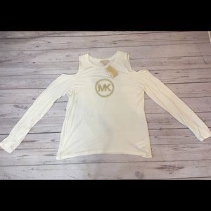 NEW Michael Kors cold shoulder cut out shirt bling